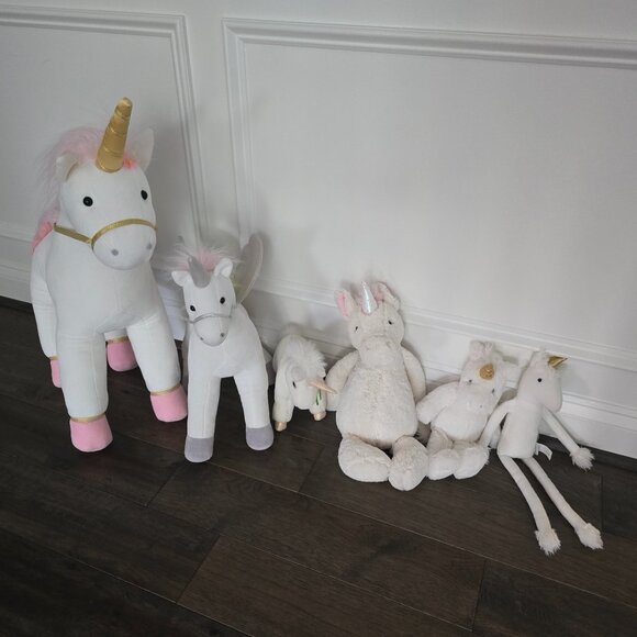 Unicorn Stuffie Collection Set of 6 Gund Pottery Barn - Picture 1 of 4